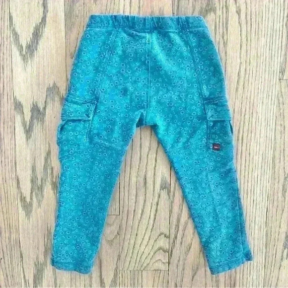 Tea Turquoise Floral Cargo Legging Pants Girls Size 4 - Picture 2 of 10